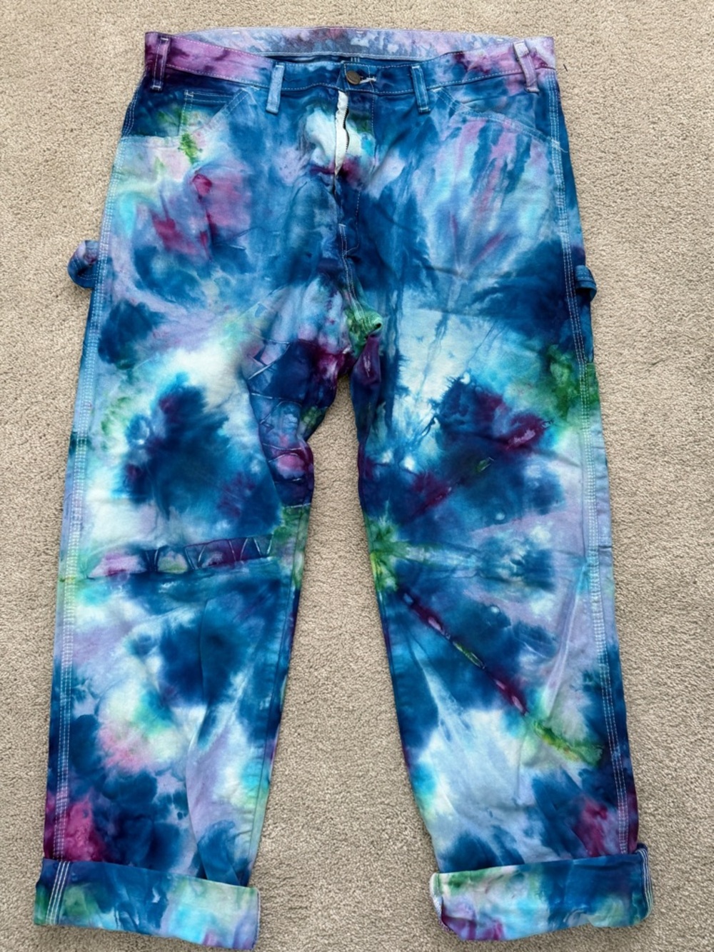 Custom Ice Tie Dye Dickies Painter Pants - One of a Kind! 36x32 Men’s